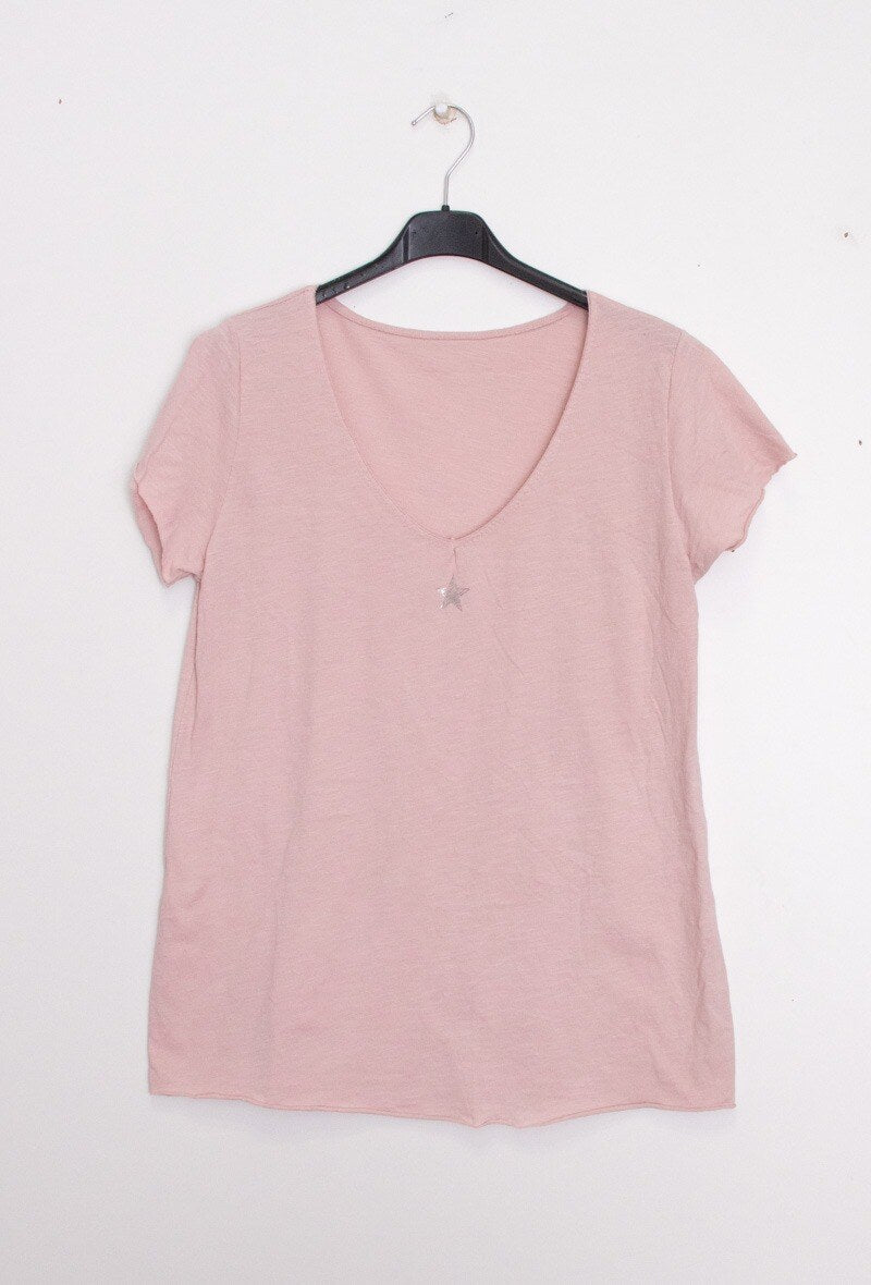 MYEACPK T-shirt Star Collar Pink