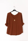 MYTADCETC T-shirt Star Double V-Neck Terracotta
