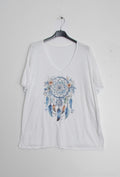 MYLSDCW Large size dream catcher t-shirt White
