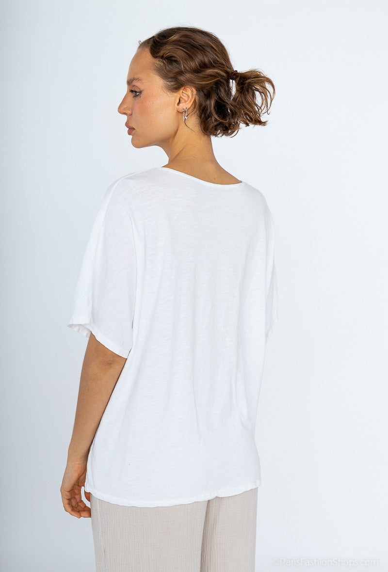 MYLSHPW Large size t-shirt Hello Paris. White