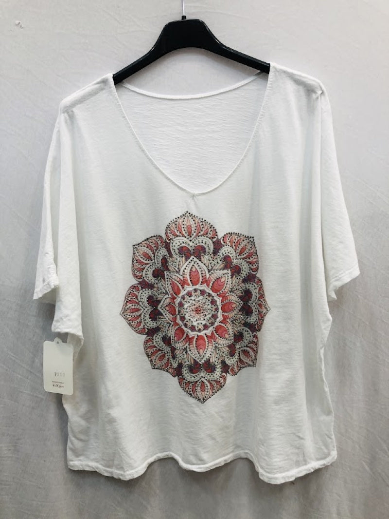 MYPSMW Plus size mandala t-shirt White