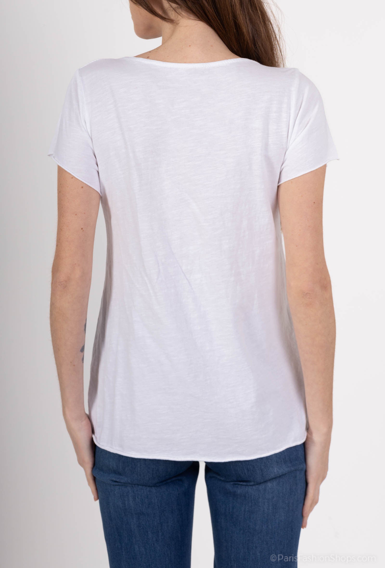 MYCPR2W Camera print T-shirt with rhinestones White