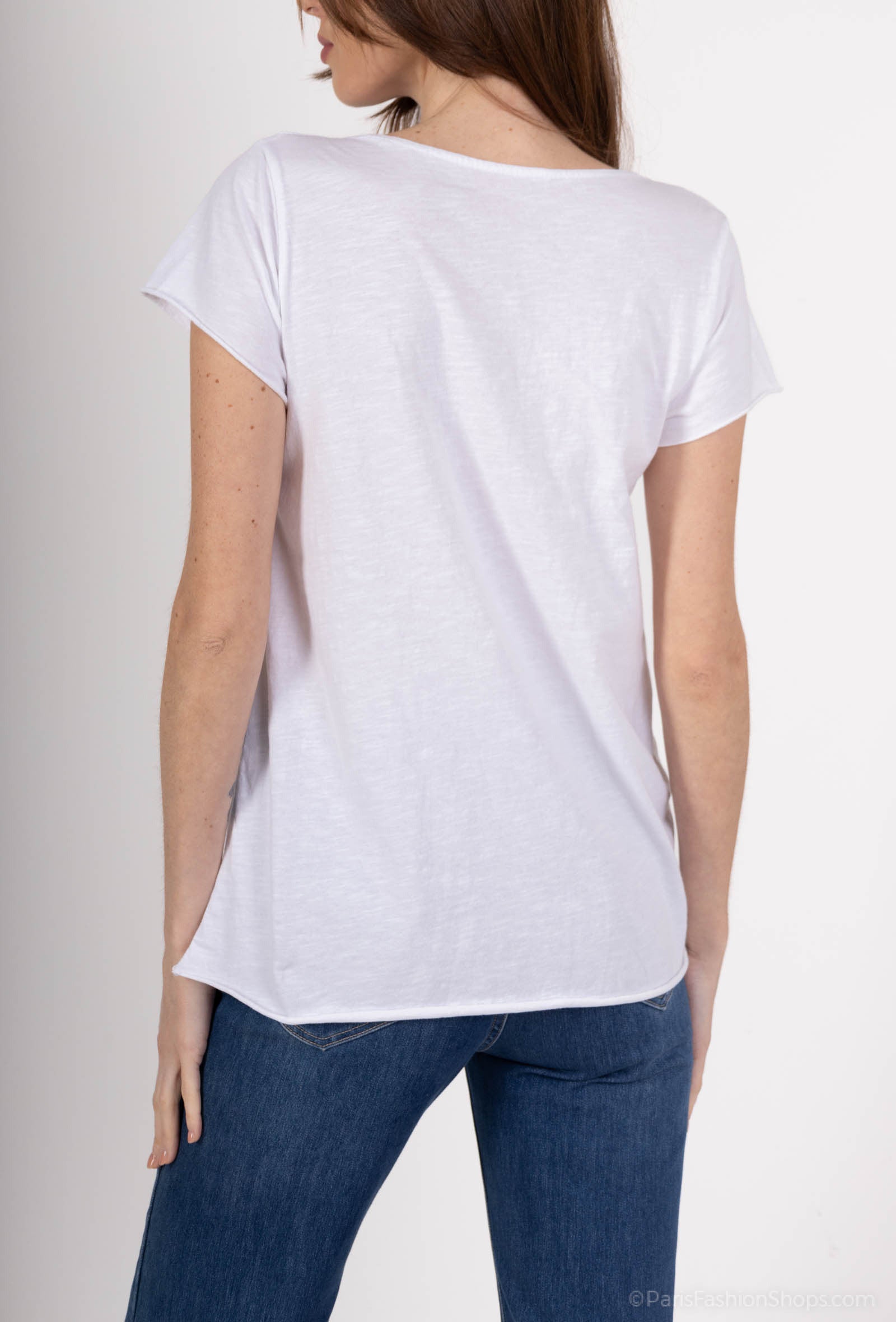 MYPILSW T-shirt printed in Love with Rhinestone White