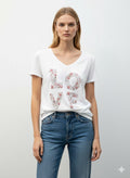 MYPILSW T-shirt printed in Love with Rhinestone White