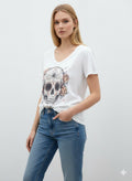 MYPTHRW Printed t-shirt with tattoo head and rhinestones White