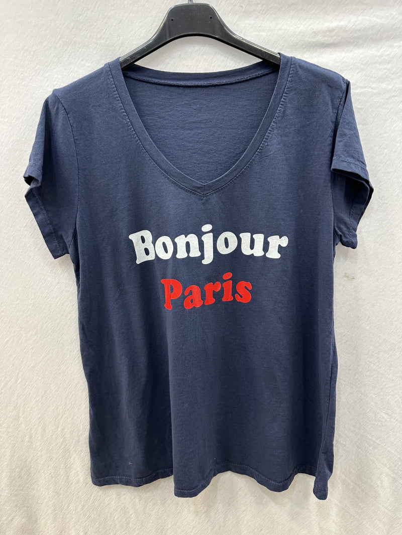 MYHPPNV Hello Paris printed t-shirt Navy