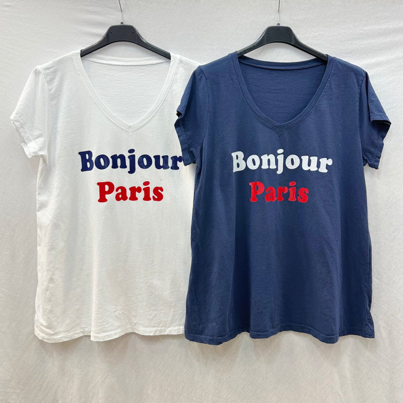 MYHPPNV Hello Paris printed t-shirt Navy