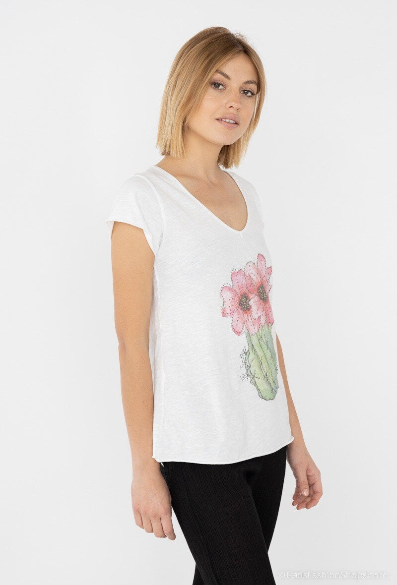 MYISW T-shirt Rhinestone Print White