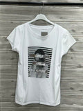 ZOT074SI Bowtie Vintage Cotton T-Shirt Silver