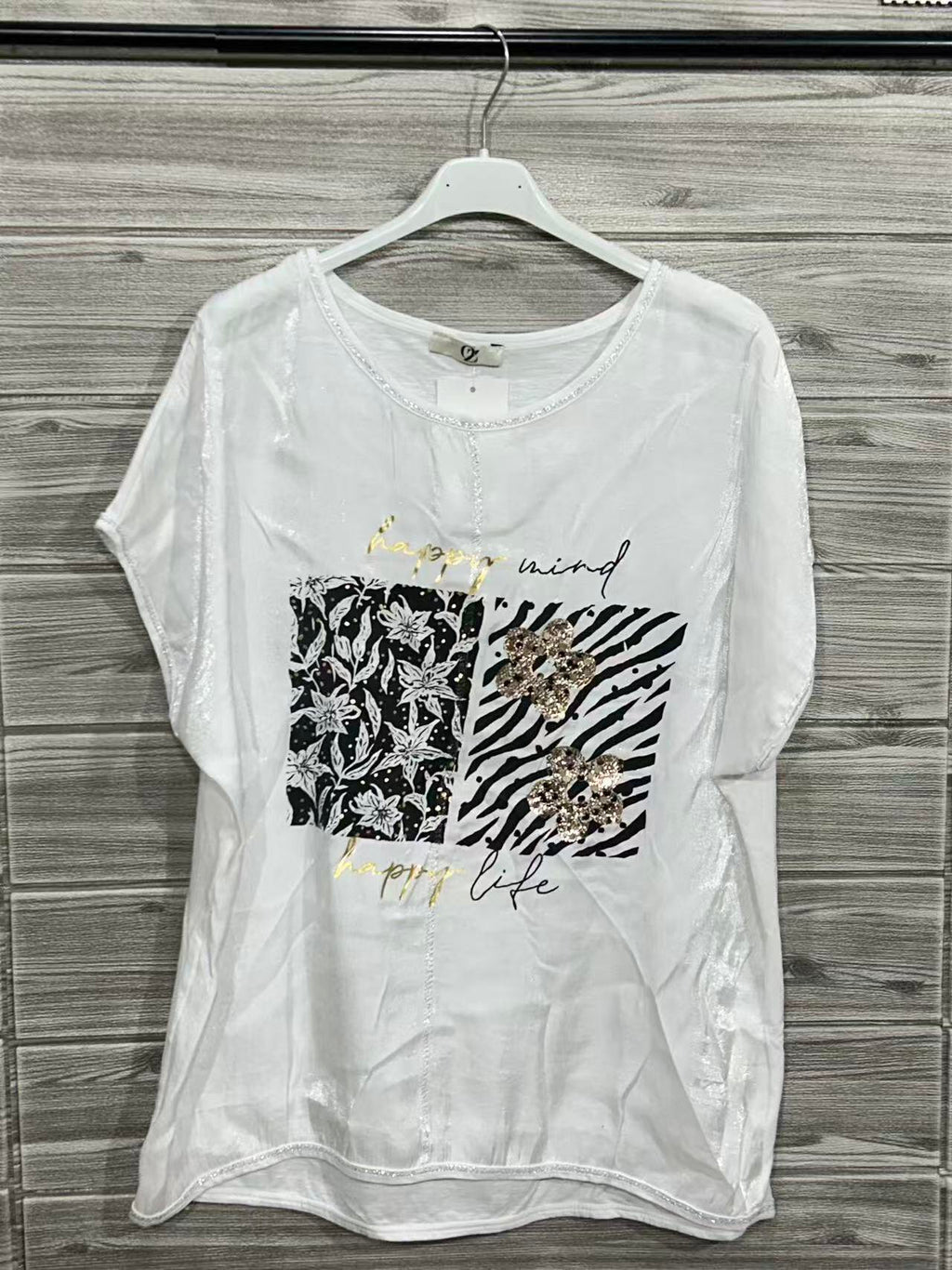 ZOT078WH Abstract Mixed Cotton T-Shirt White