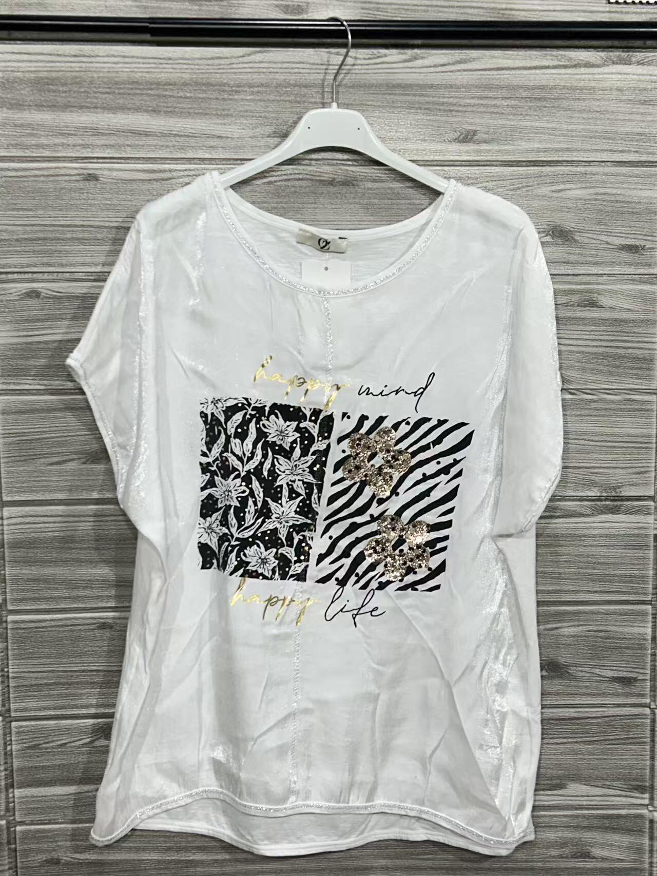 ZOT078WH Abstract Mixed Cotton T-Shirt White