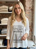 ZOT077WH Poetry Print Cotton Top White