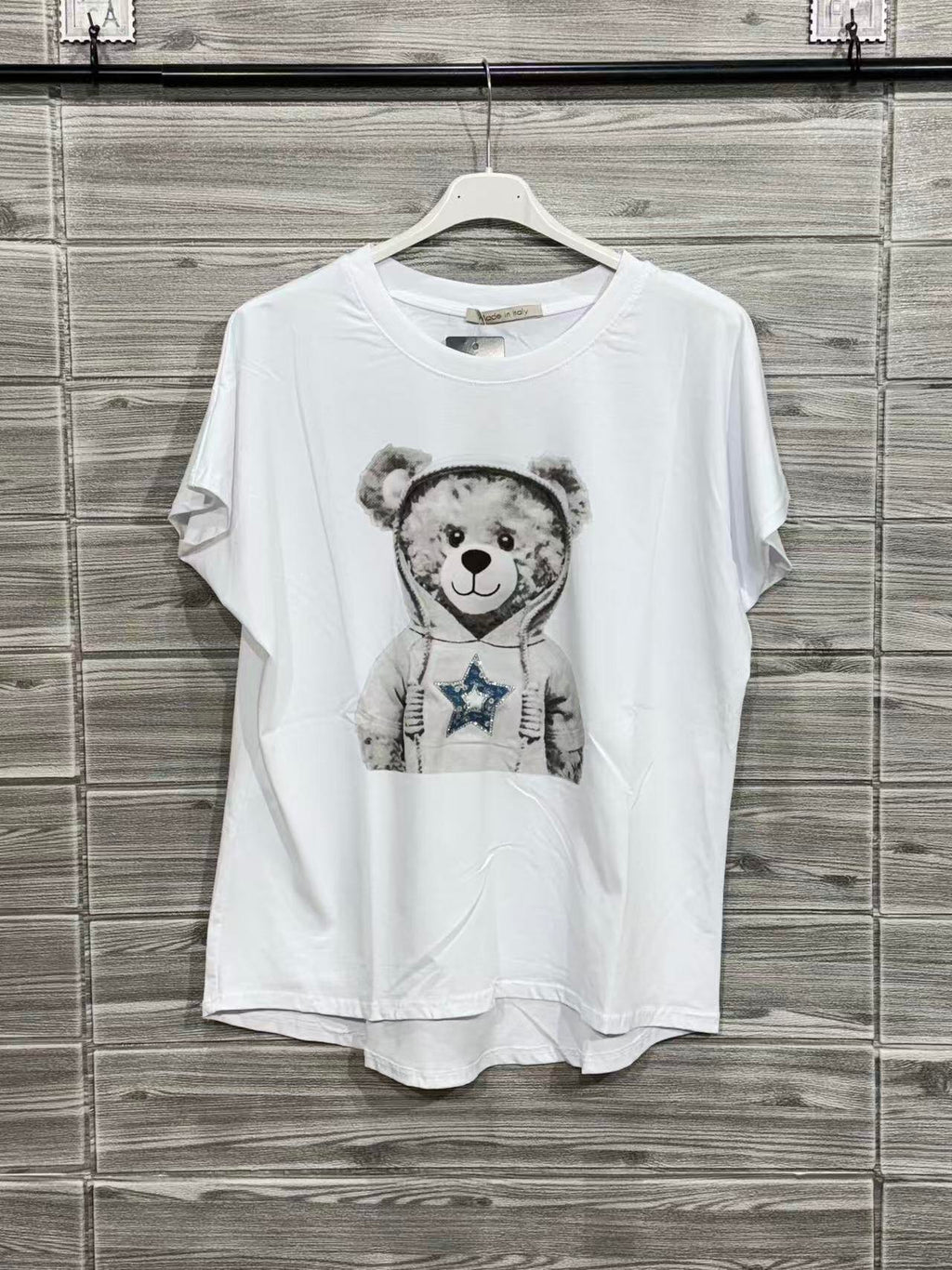 ZOT070WH Teddy Bear Cotton T-Shirt White