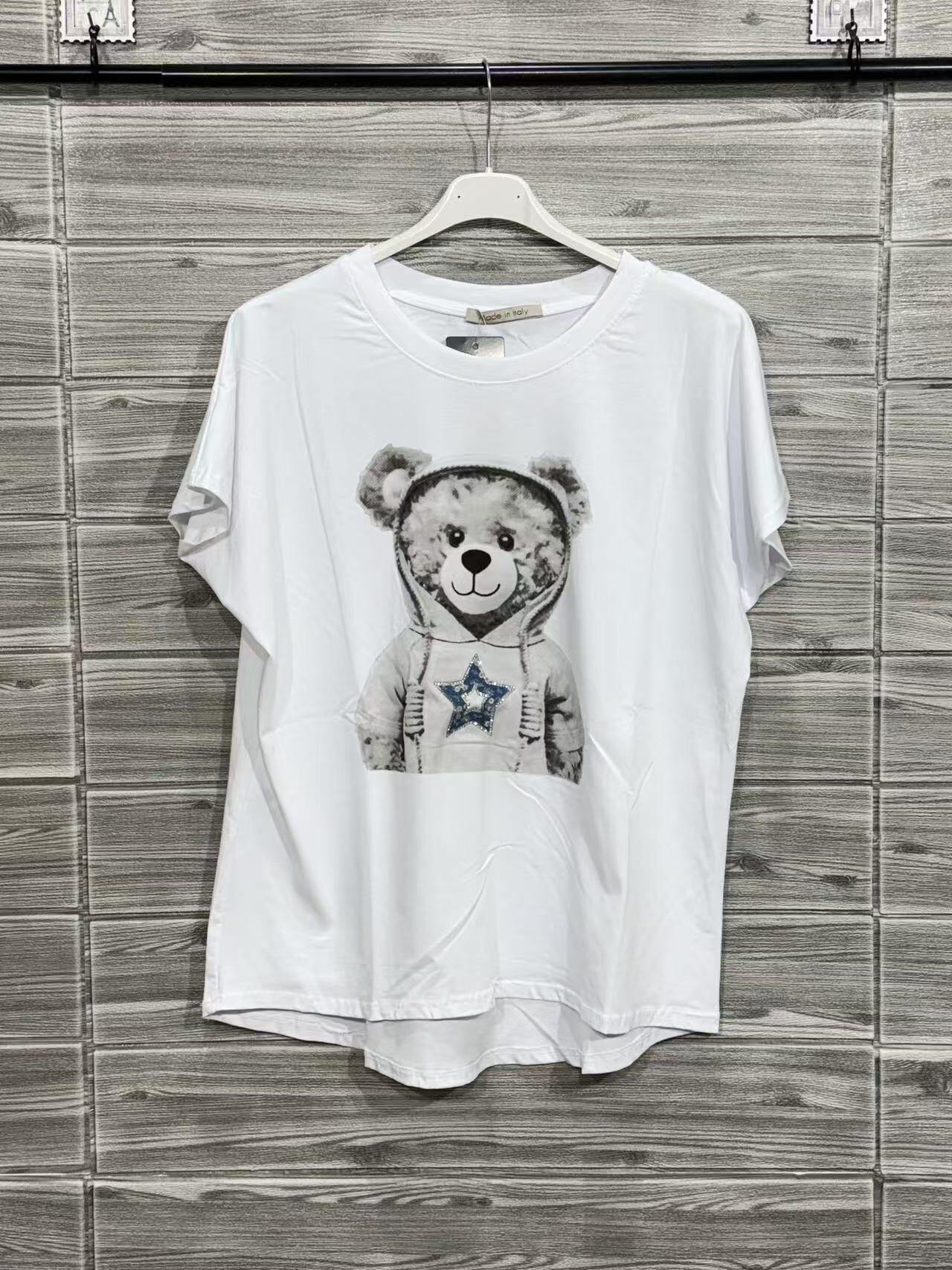 ZOT070WH Teddy Bear Cotton T-Shirt White