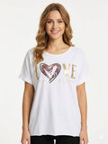 ZOT066WH Love Animal Print Cotton T-Shirt White