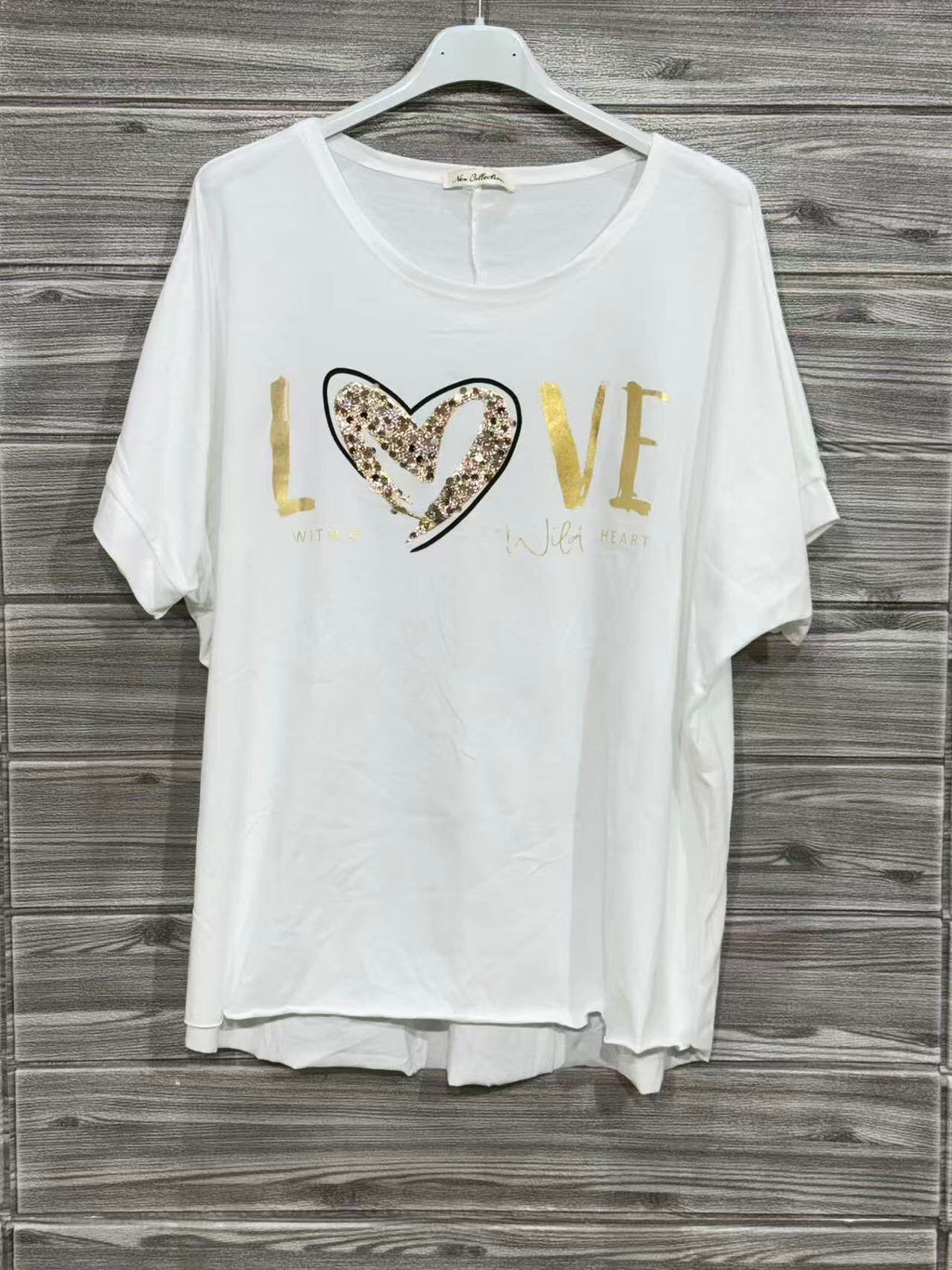 ZOT066WH Love Animal Print Cotton T-Shirt White