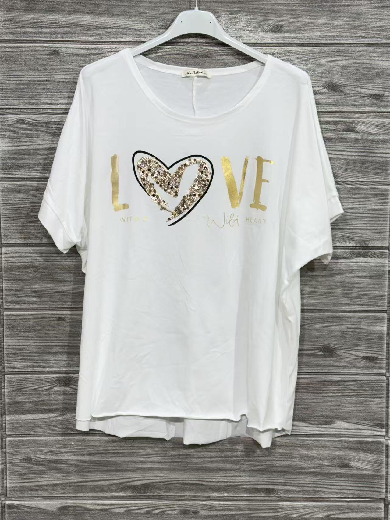 ZOT066WH Love Animal Print Cotton T-Shirt White