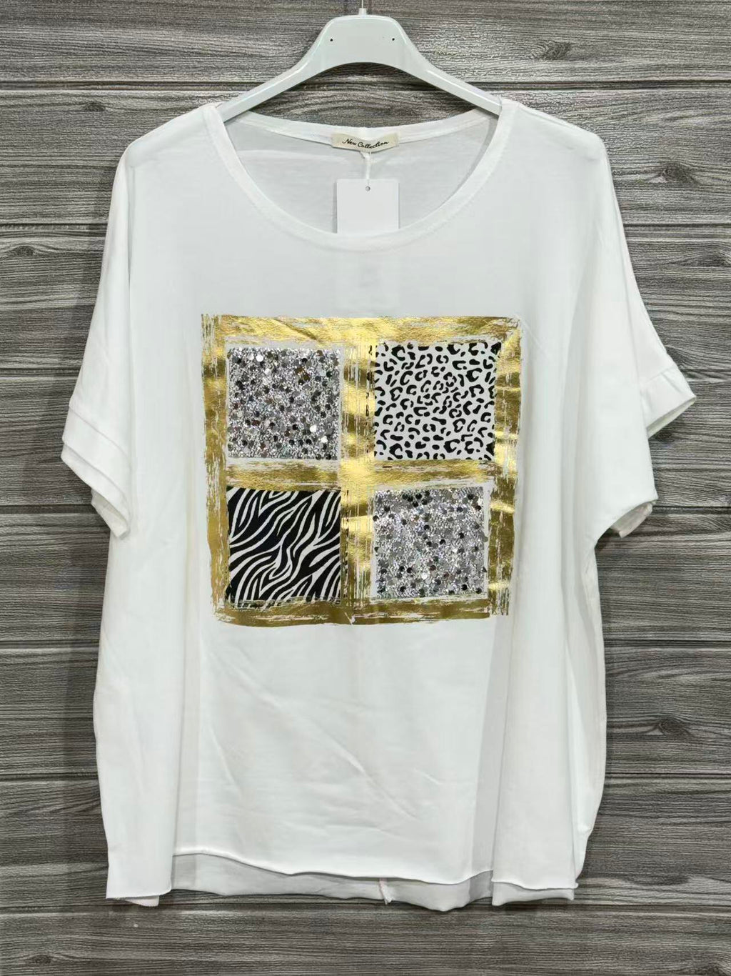 ZOT065WH Collage Print Cotton T-Shirt White