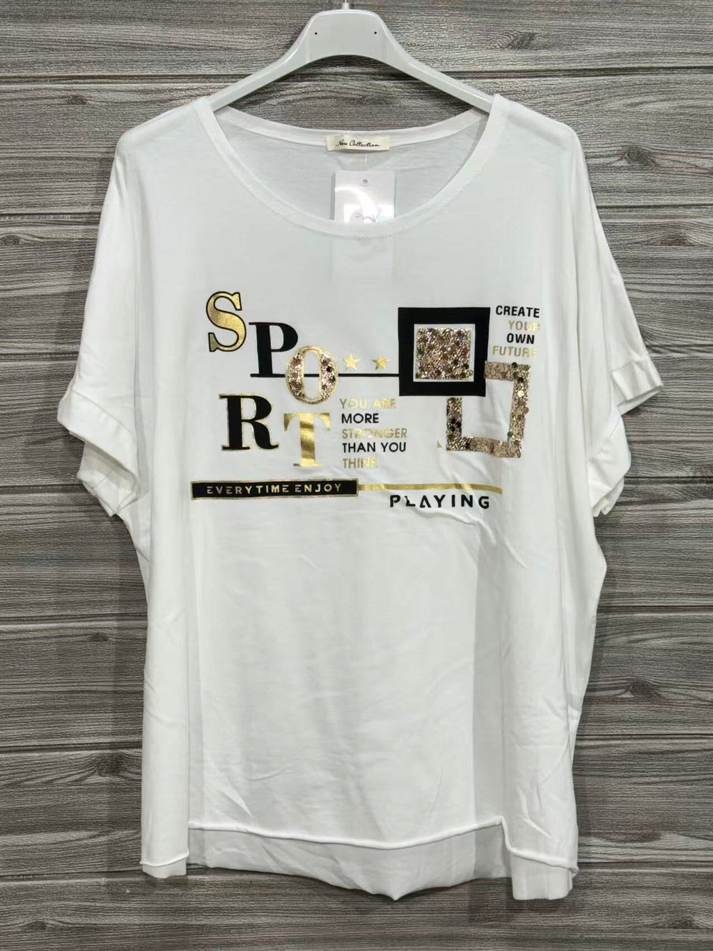 ZOT063WH Sport Print Cotton T-Shirt White