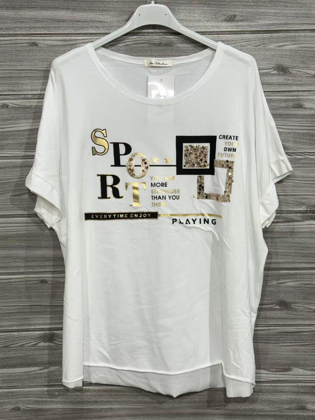 ZOT063WH Sport Print Cotton T-Shirt White