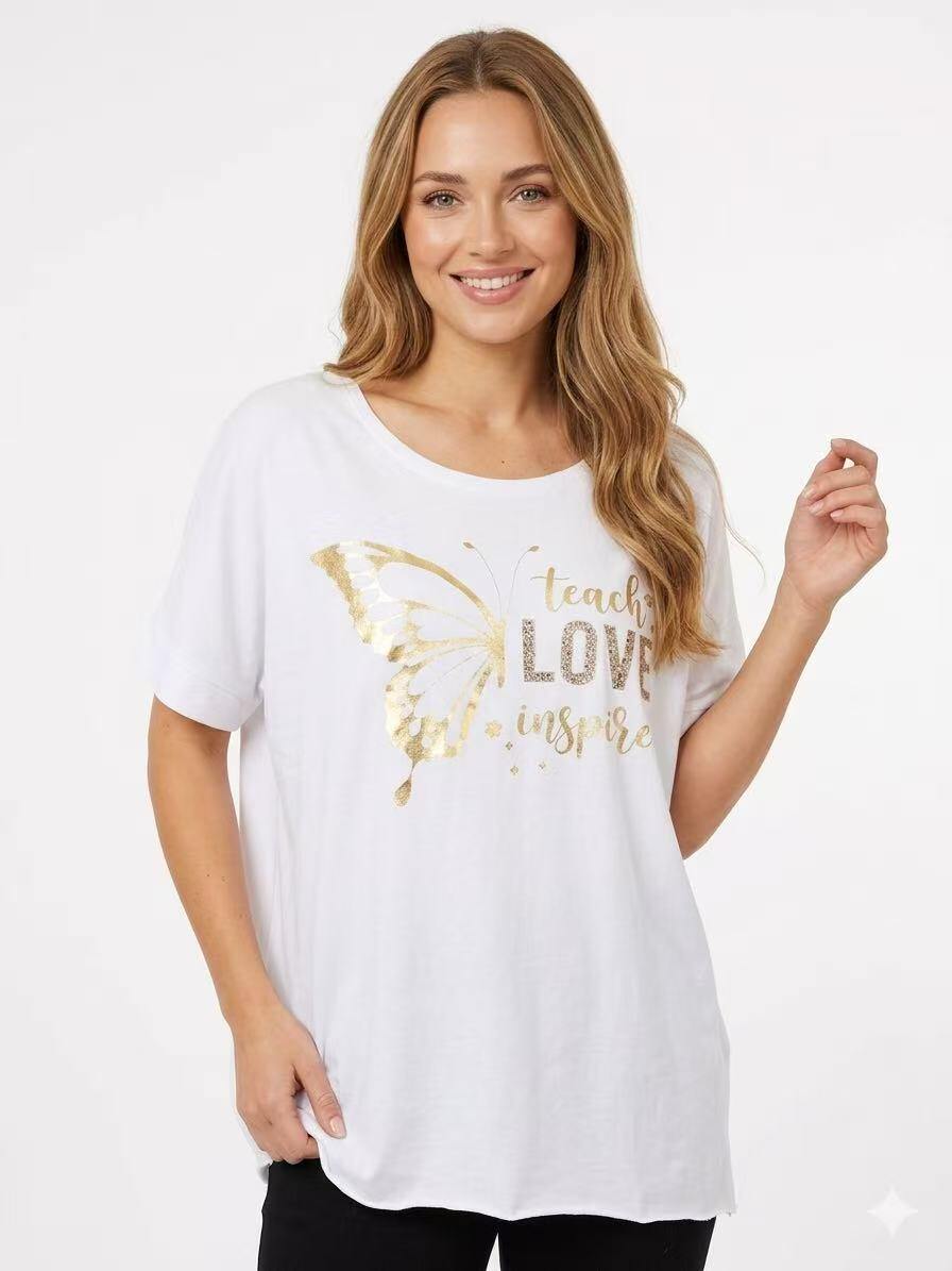 ZOT062WH Gold Love Cotton T-Shirt White