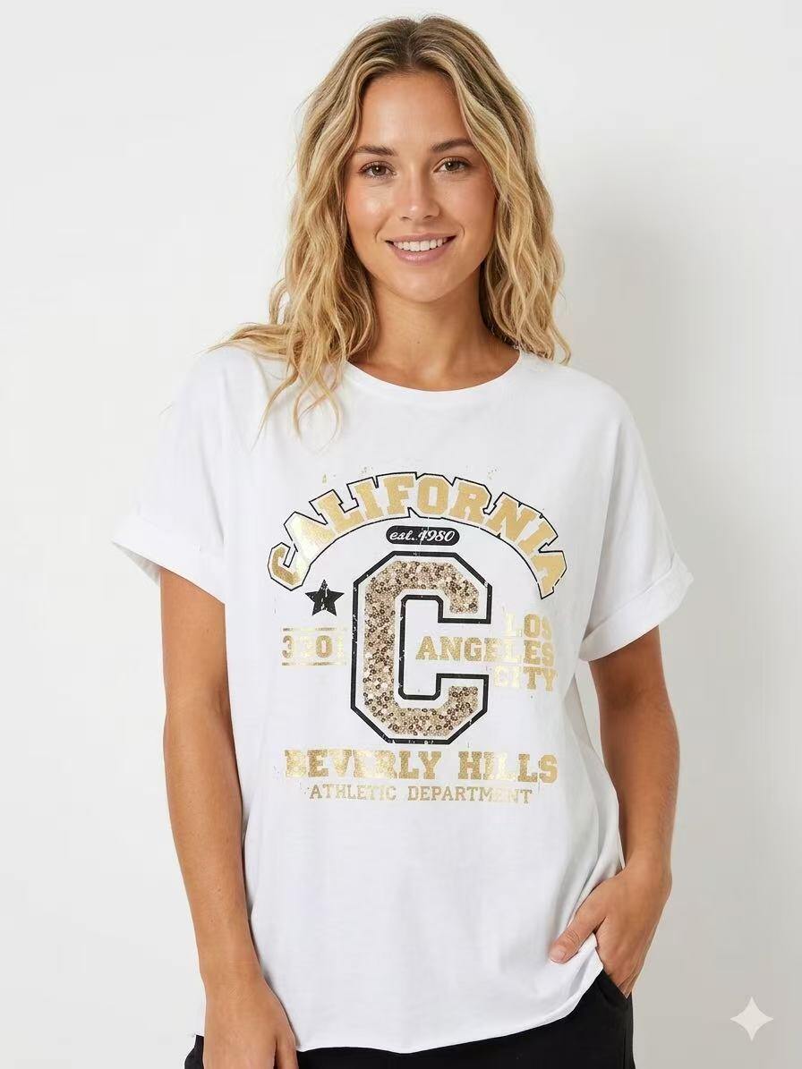 ZOT060WH California Varsity Cotton T-Shirt White