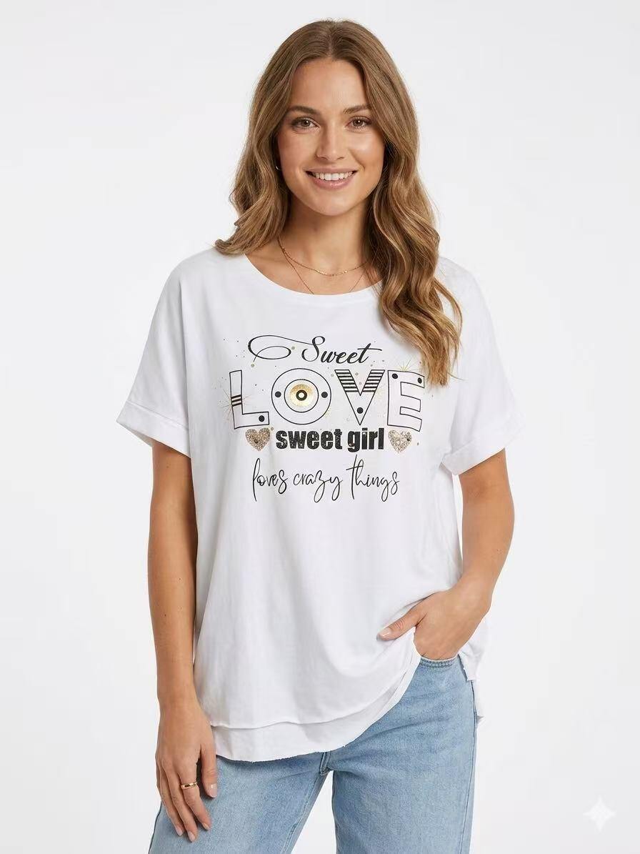 ZOT058WH Sweet Girl Cotton T-Shirt White