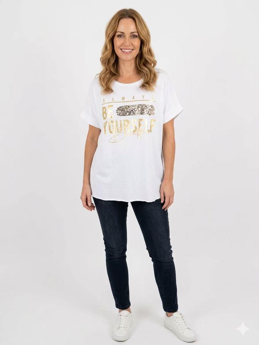 ZOT056WH Vintage Print Cotton T-Shirt White