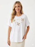 ZOT053WH Butterfly Print Cotton T-Shirt White