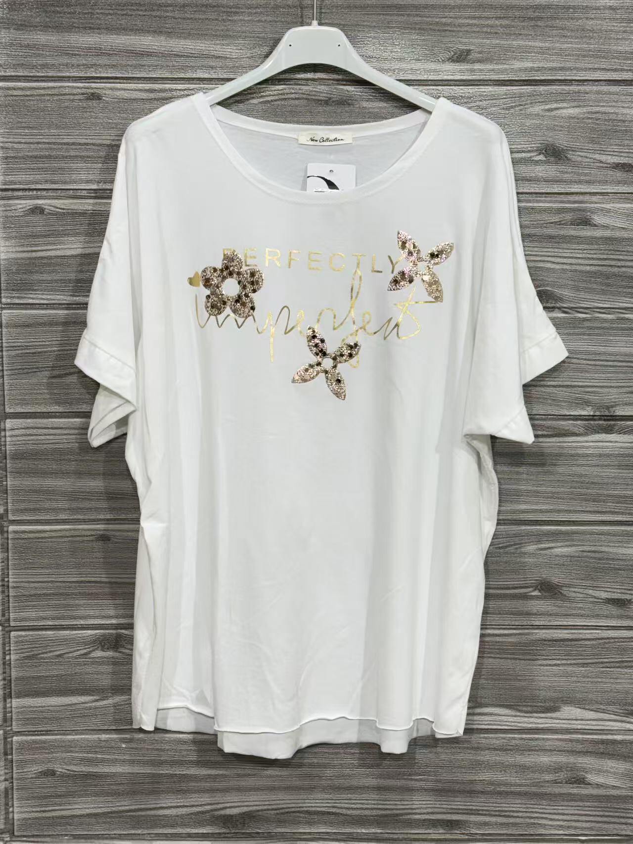 ZOT053WH Butterfly Print Cotton T-Shirt White