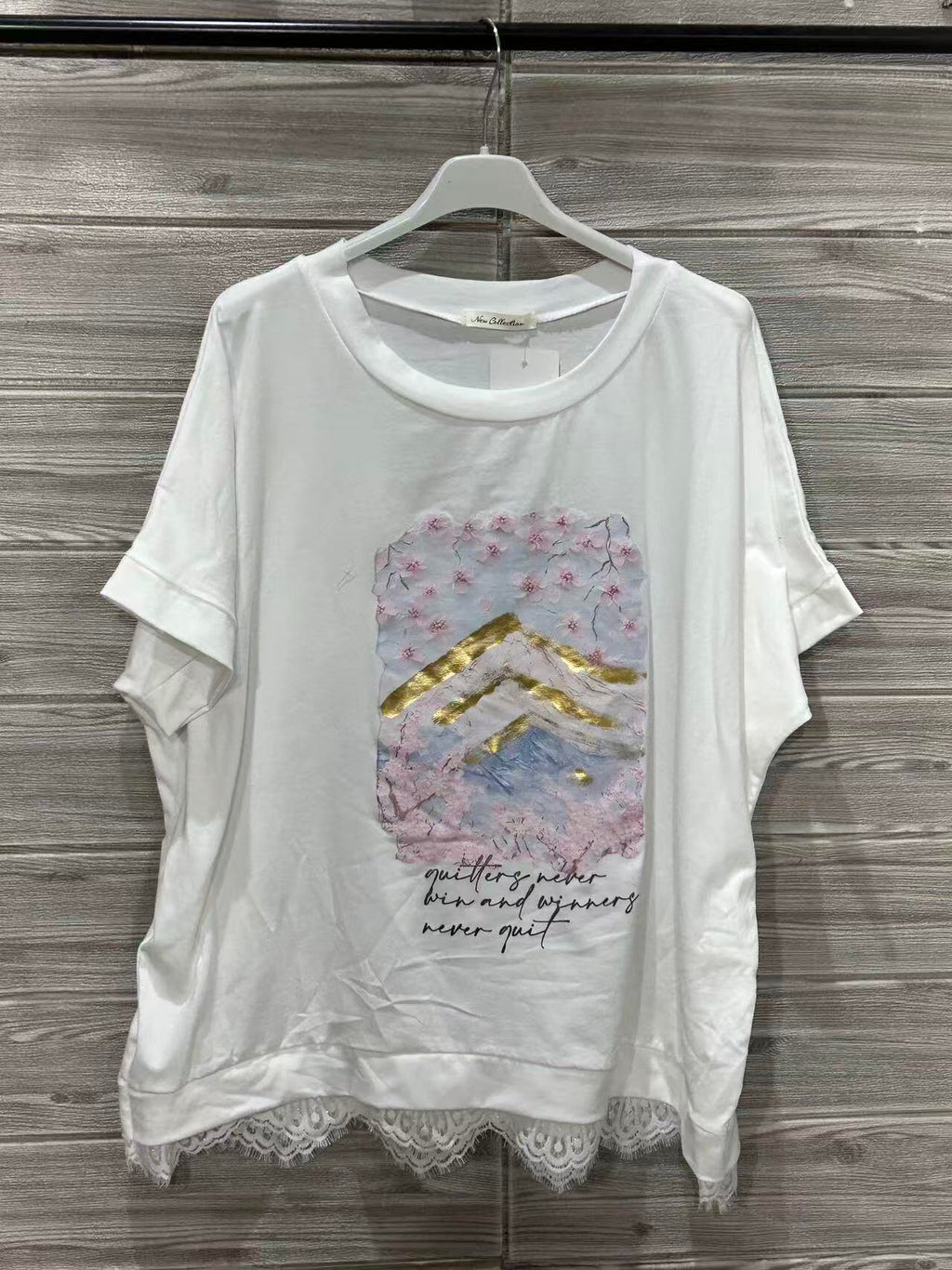 ZOT052WH Equestrian Print Cotton T-Shirt White