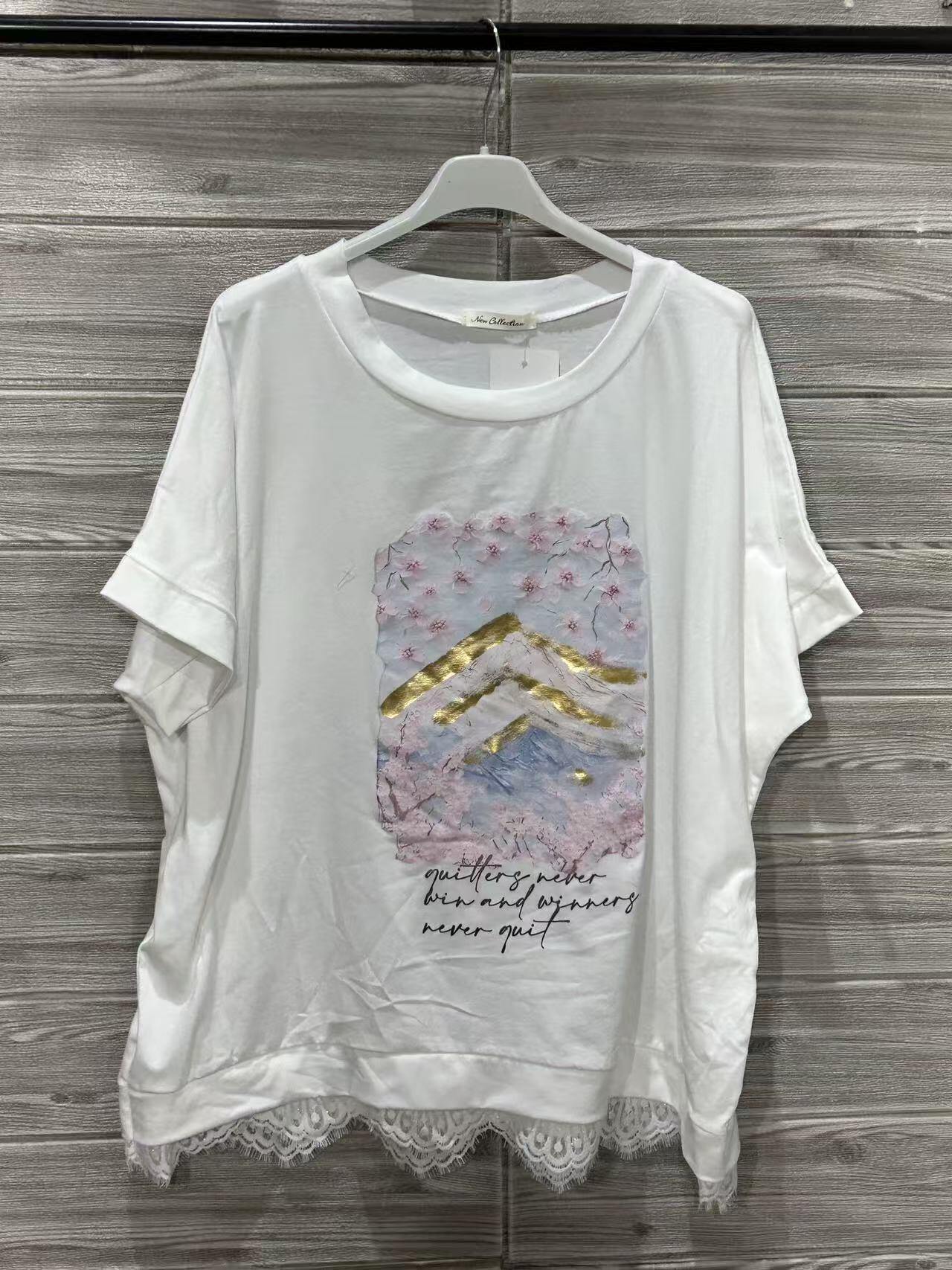 ZOT052WH Equestrian Print Cotton T-Shirt White