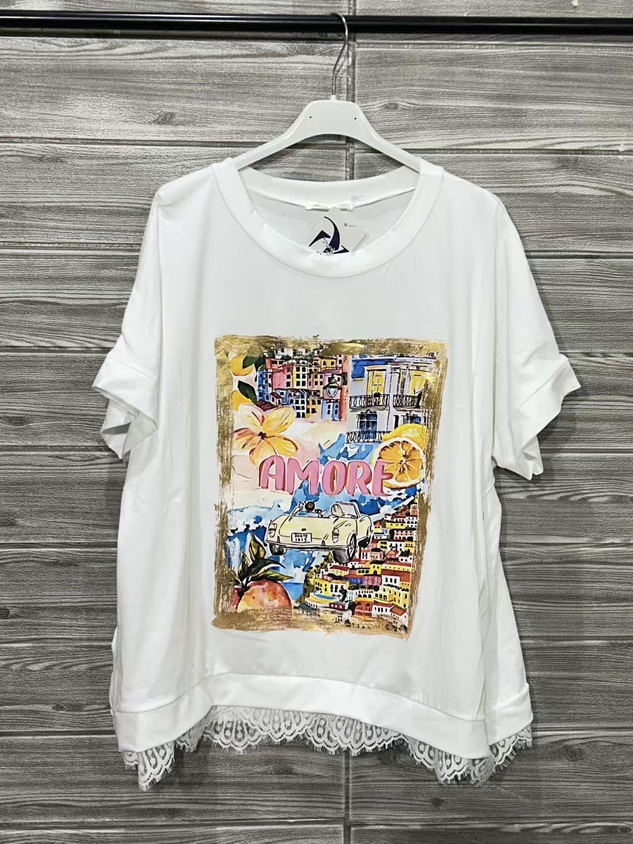 ZOT051WH Postcard Cotton T-Shirt White