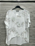 ZOT029WH Tonal Floral Cotton Top White
