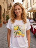 ZOT027WH Lemon Drink Print Cotton T-Shirt White