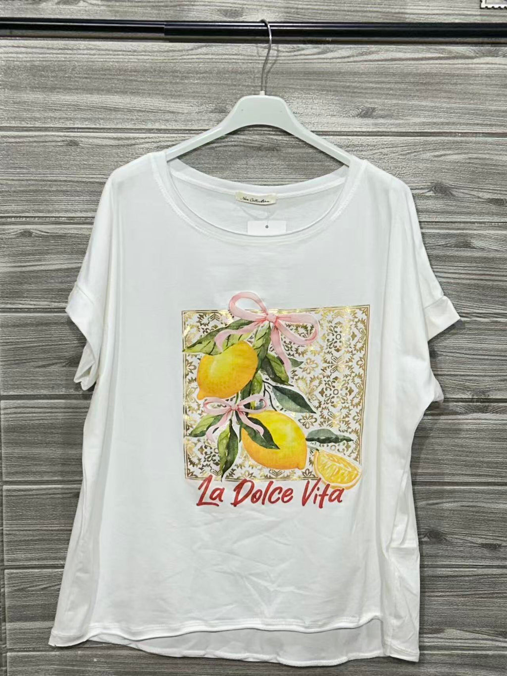 ZOT027WH Lemon Drink Print Cotton T-Shirt White