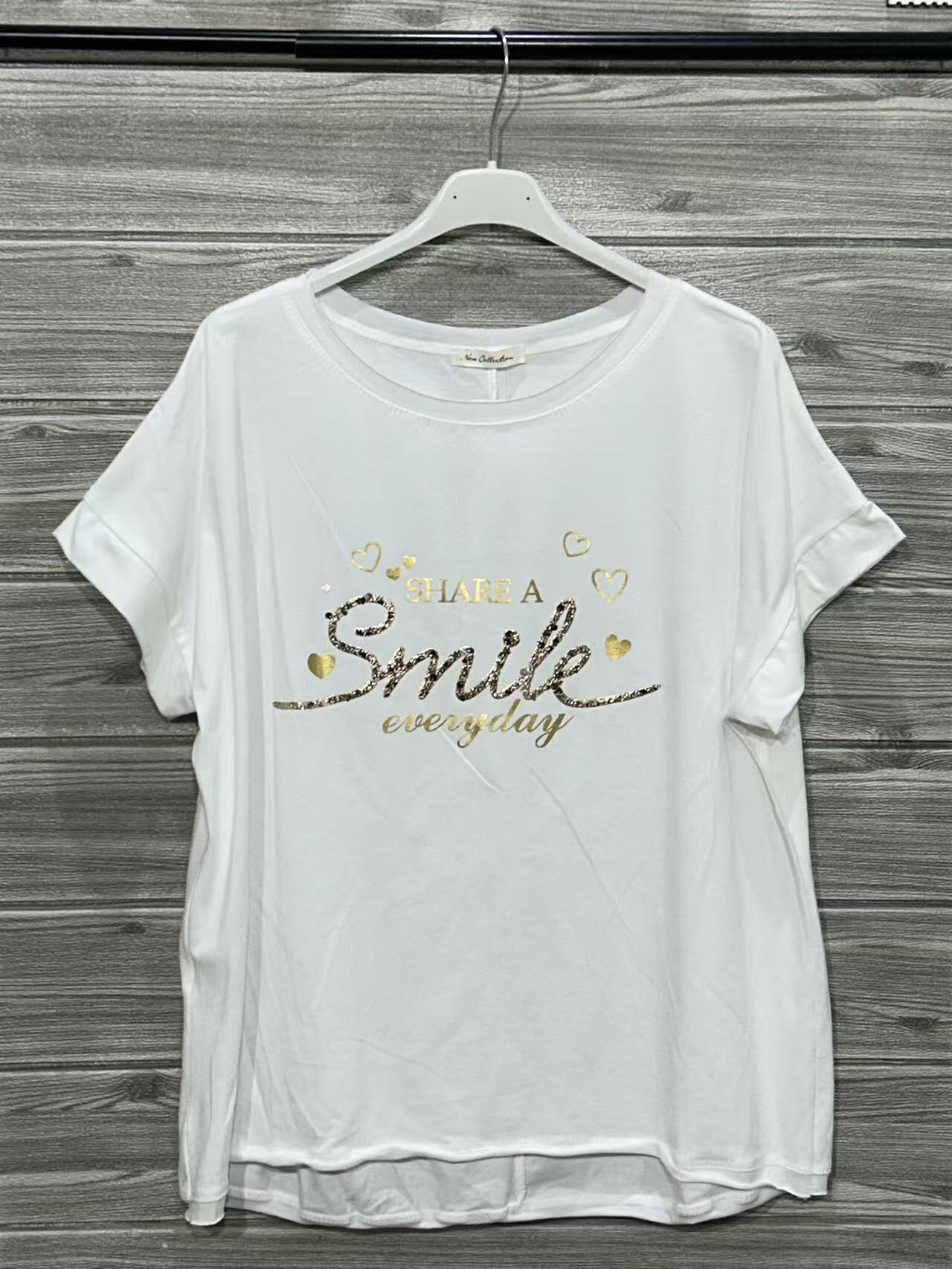 ZOT025WH Smile Print Cotton T-Shirt White