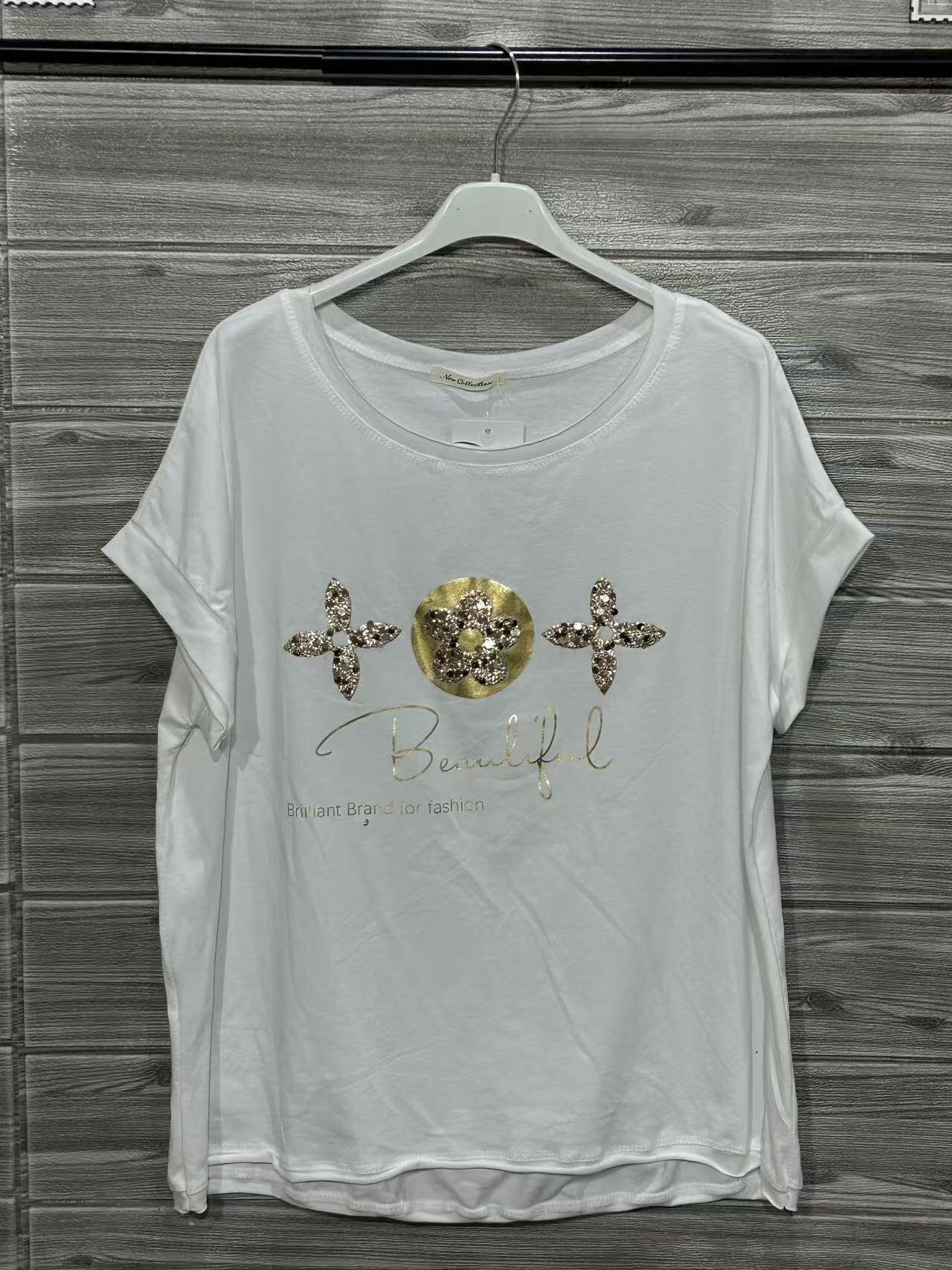 ZOT024WH Minimal Print Cotton T-Shirt White