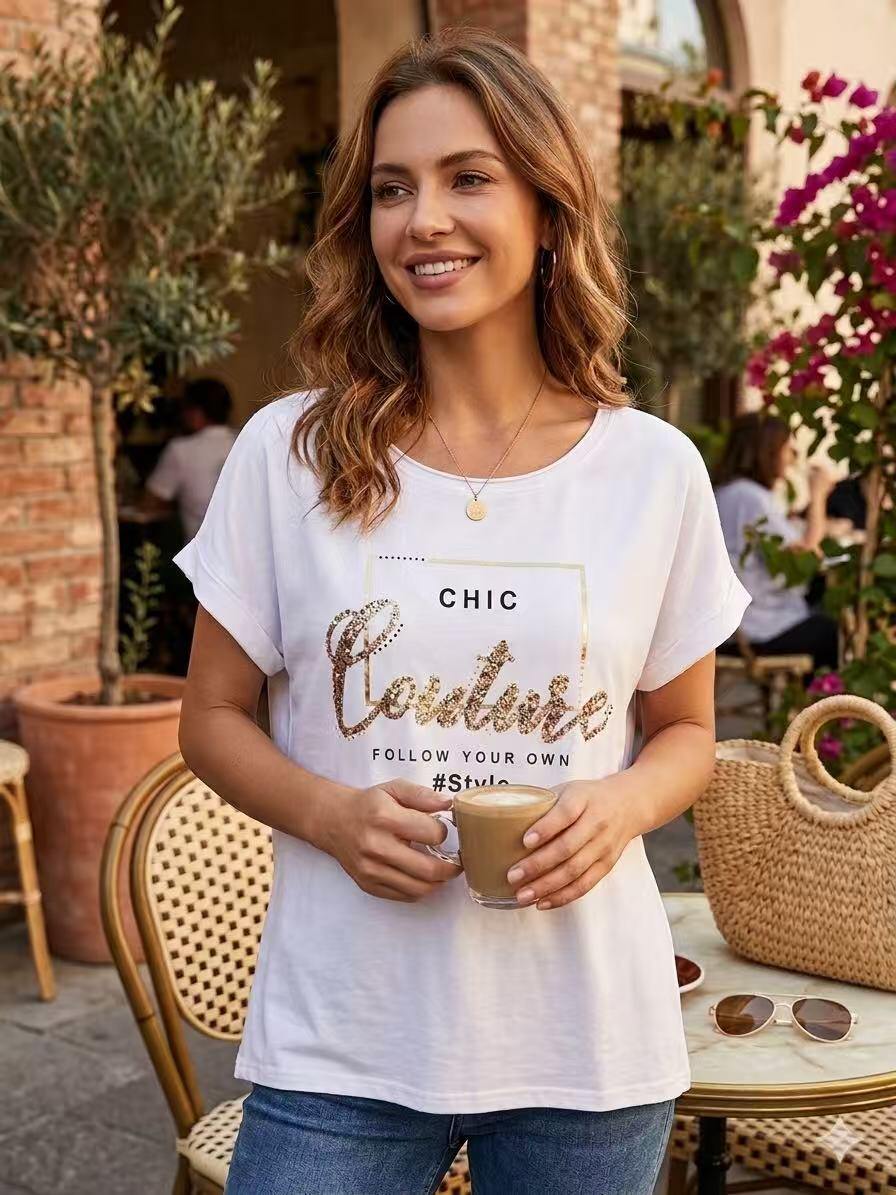ZOT023WH Chic Couture Cotton T-Shirt White