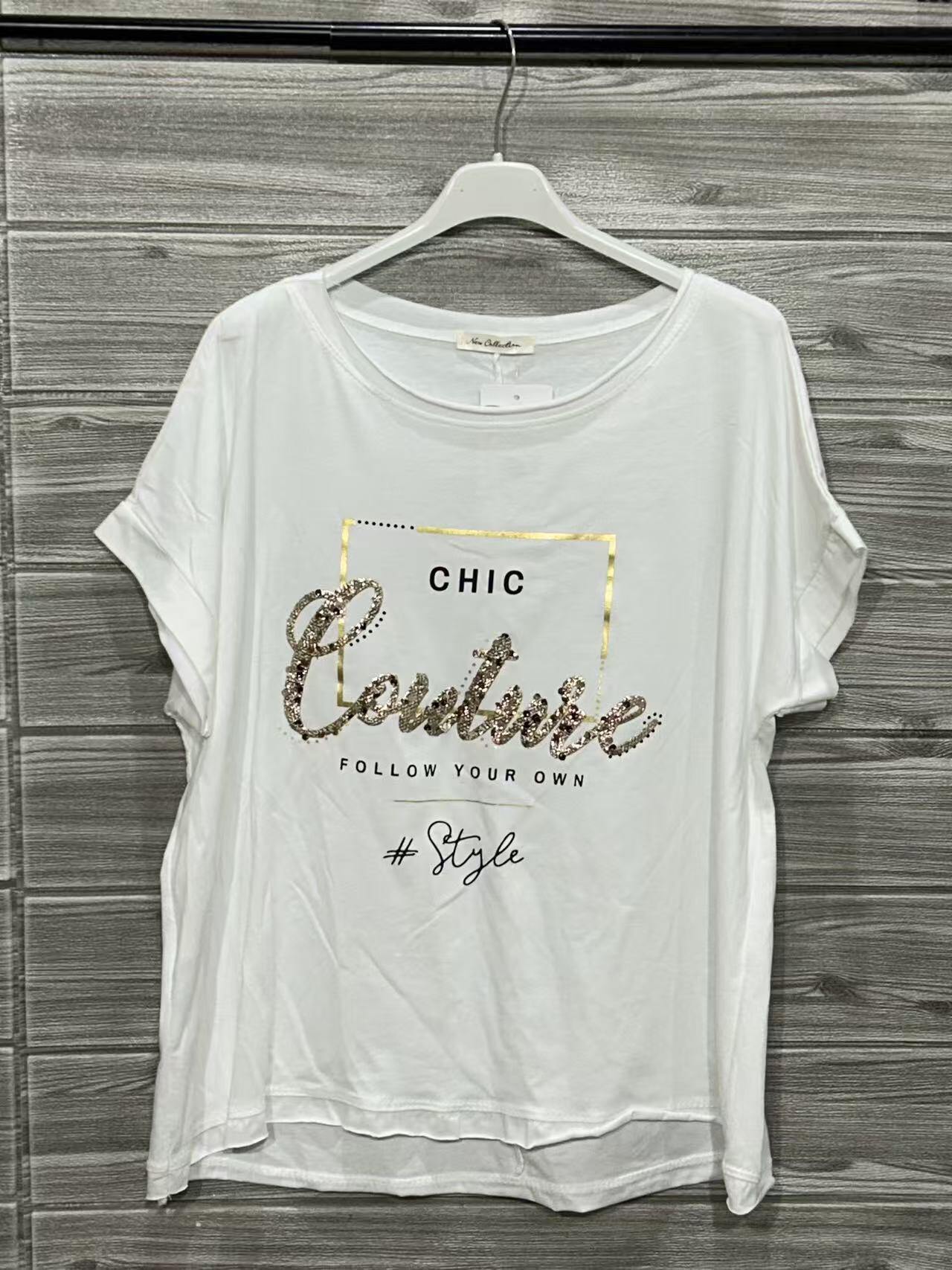 ZOT023WH Chic Couture Cotton T-Shirt White