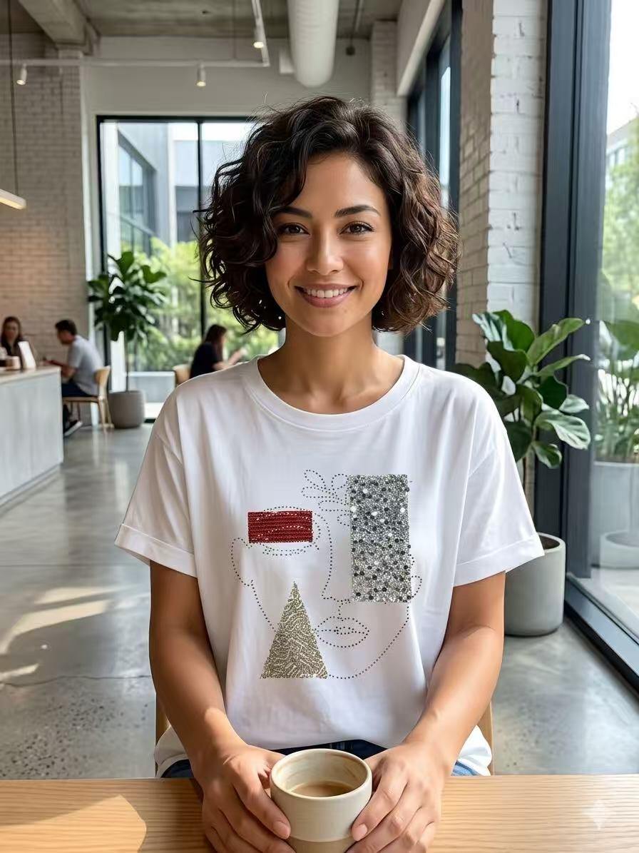 ZOT022WH Abstract Art Cotton T-Shirt White
