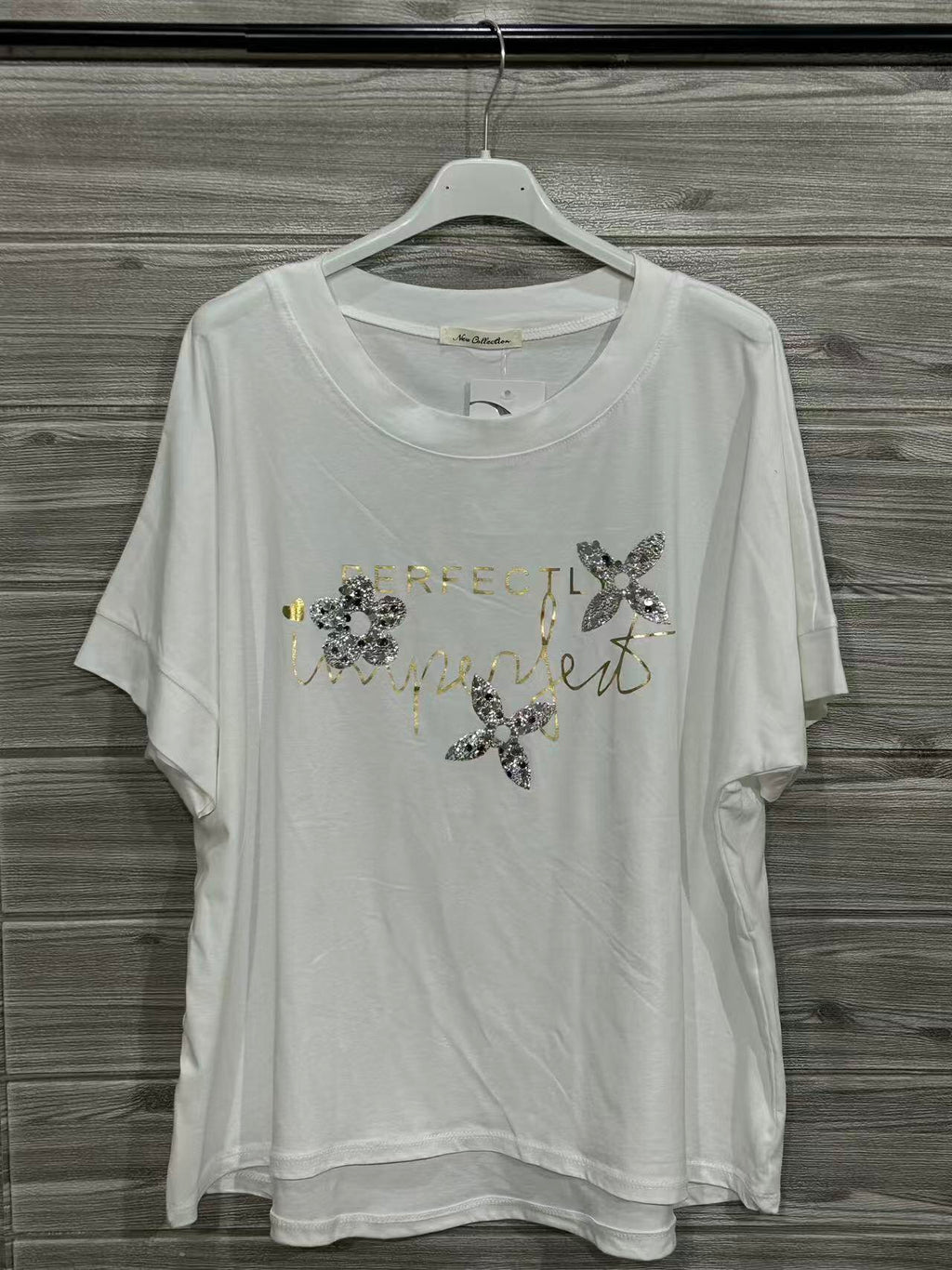ZOT021WH Floral Chain Cotton T-Shirt White