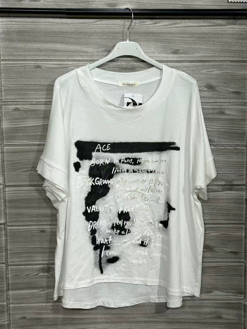 ZOT020WH Magazine Print Cotton T-Shirt White