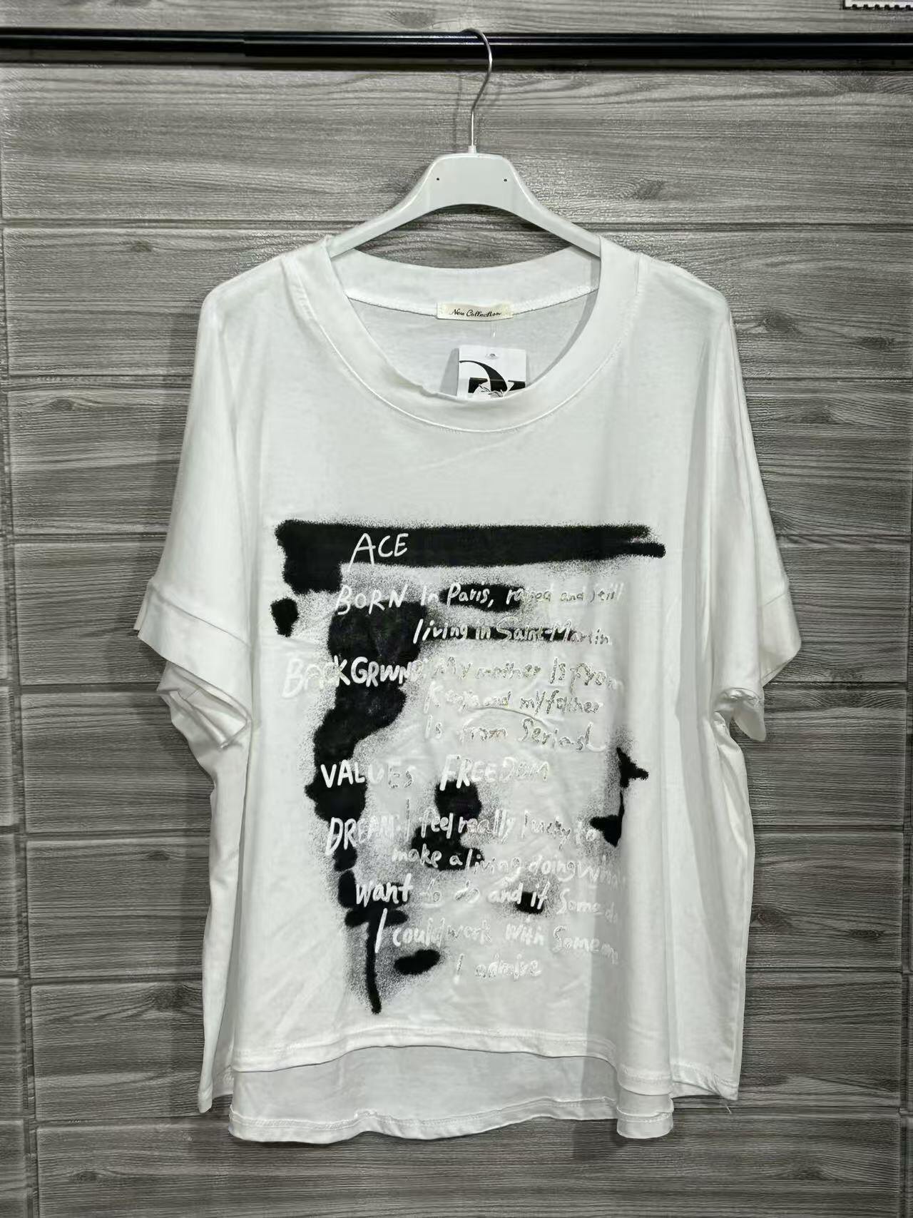 ZOT020WH Magazine Print Cotton T-Shirt White