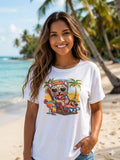 ZOT019WH Tropical Bear Cotton T-Shirt White