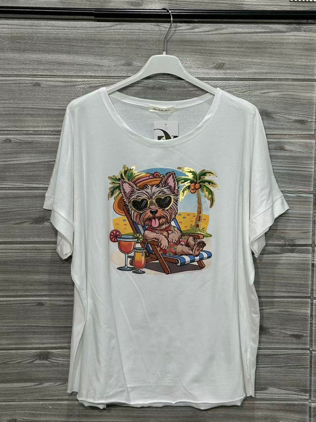 ZOT019WH Tropical Bear Cotton T-Shirt White