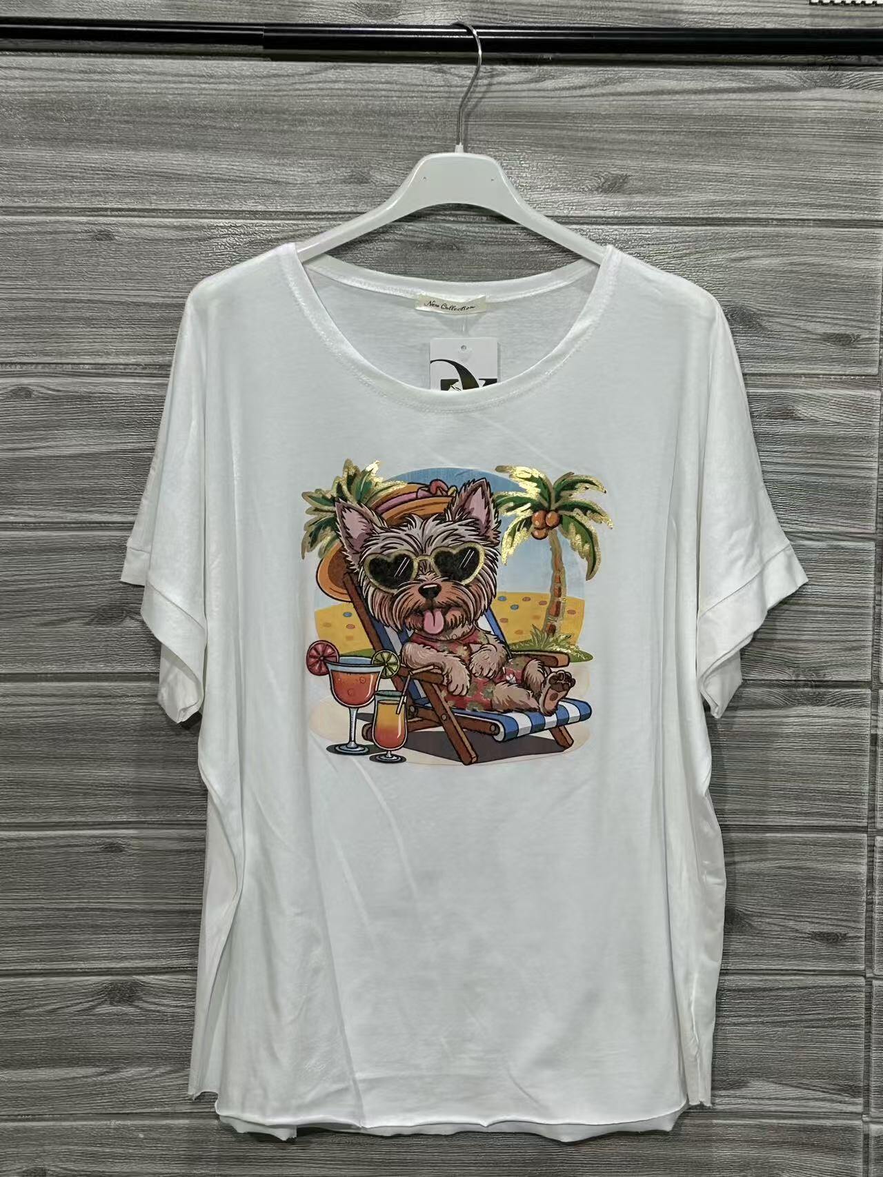 ZOT019WH Tropical Bear Cotton T-Shirt White