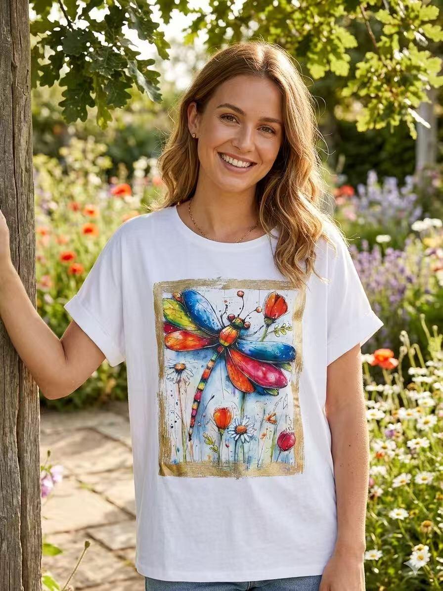 ZOT018WH Parrot Print Cotton T-Shirt White