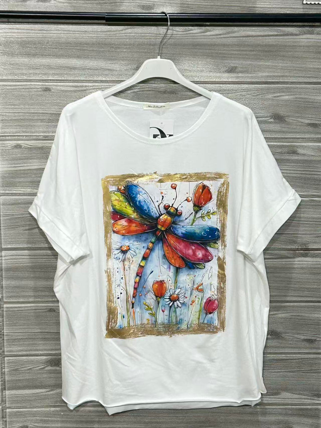 ZOT018WH Parrot Print Cotton T-Shirt White