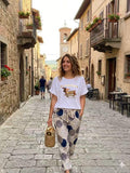 ZOT016WH Horse Print Cotton T-Shirt White